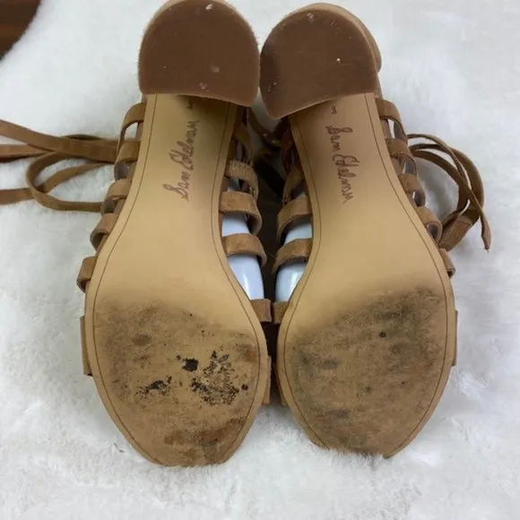 Sam Edelman Yarina Caged Suede Heels in‎ Camel, size 8 M