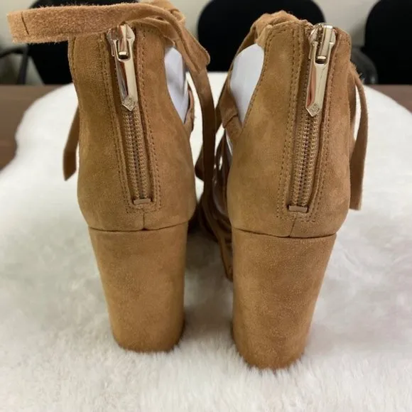 Sam Edelman Yarina Caged Suede Heels in‎ Camel, size 8 M