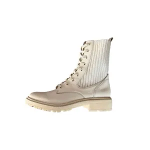 Sam Edelman Womens White Lydell Lace Leather Knit Combat Boots Size 8.5