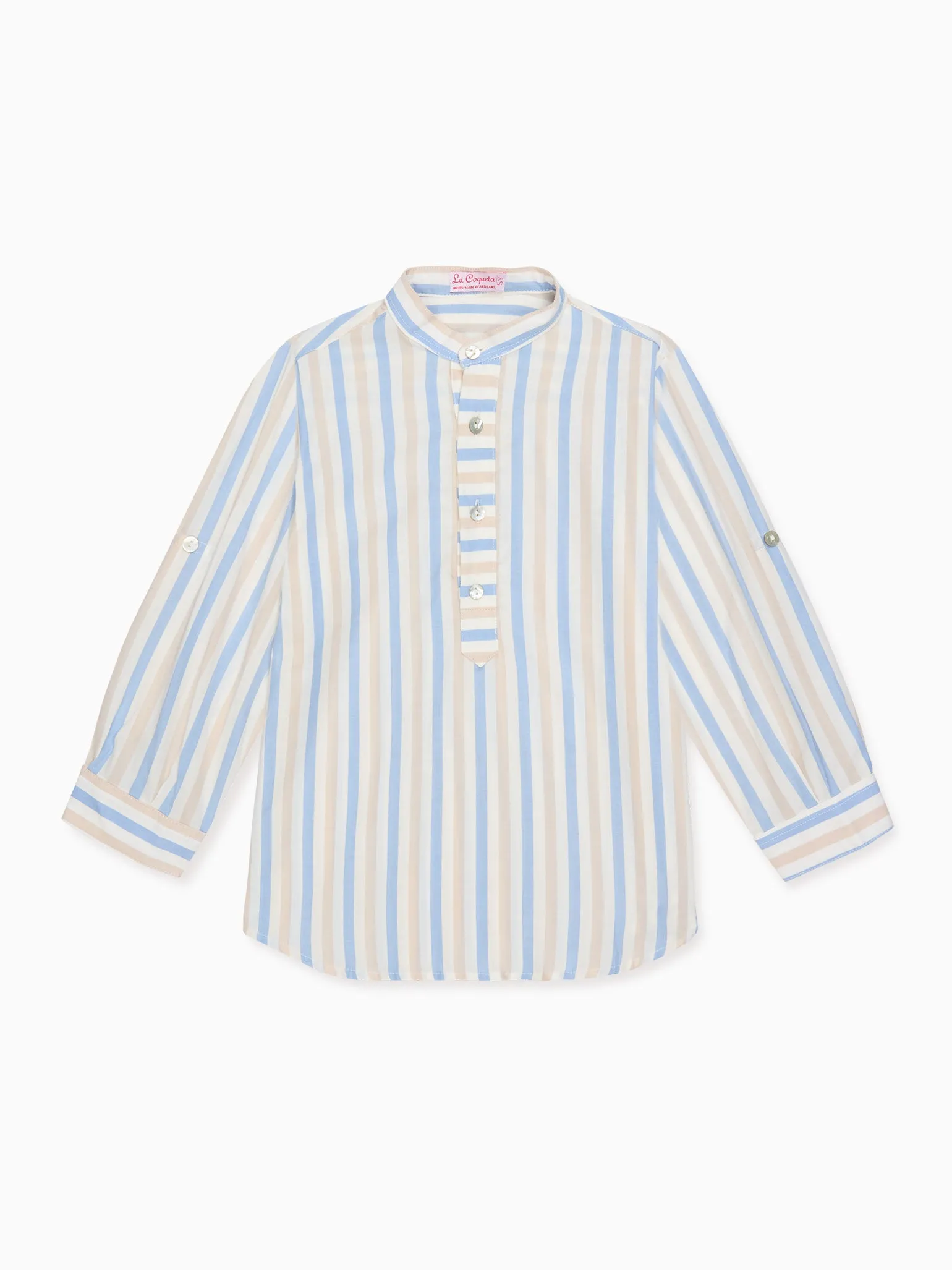 Sand Stripe Jazmin Cotton Long Sleeve Boy Shirt