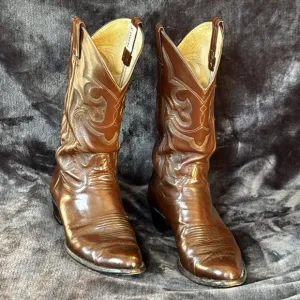 Sanders Vintage Hand Made Brown Western Boots Size 10 D