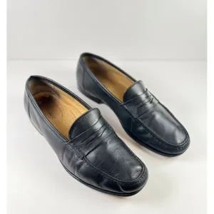 Santoni Mens Shoes Black Leather Addison Penny Loafer Italian Slip On US 10.5