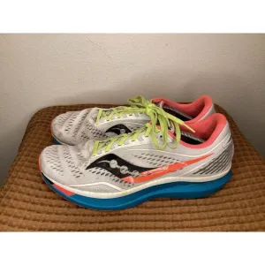 Saucony Endorphin Speed‎ Shoes Men's Sz 13 White Blue Running Athletic Sneakers