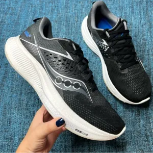 Saucony Ride 17 Running Shoes in Black White Blue