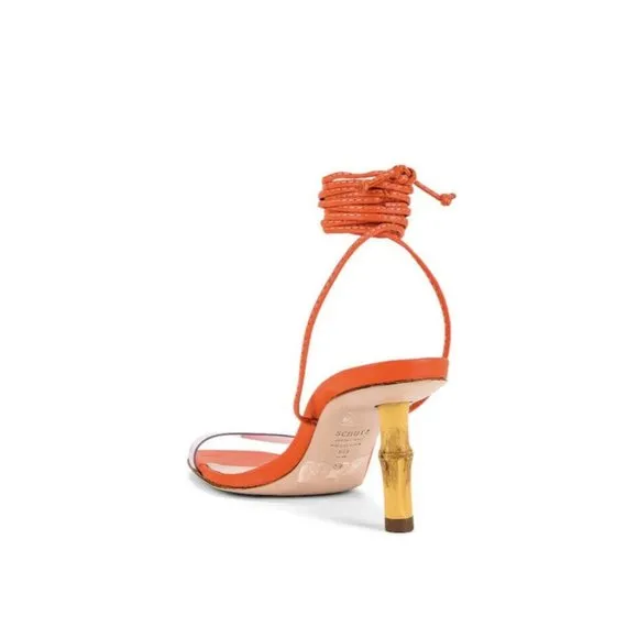 SCHUTZ Dailyn Stiletto Sandals Flame Orange Heels