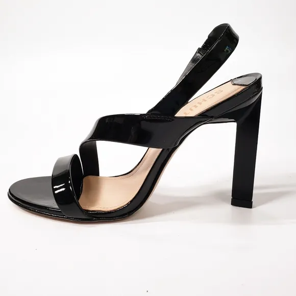 Schutz Kelly Patent Leather Dress Heeled Sandals Black
