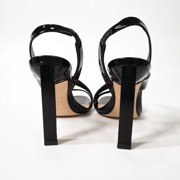 Schutz Kelly Patent Leather Dress Heeled Sandals Black