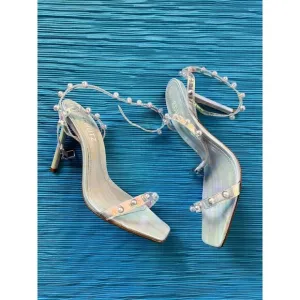 Schutz Pietra Heels Multicolor  Iridescent Sandals