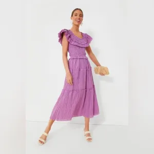 SEA NEW YORK Lavender Micah Solid Ramie Flutter Sleeveless Dress Size XL