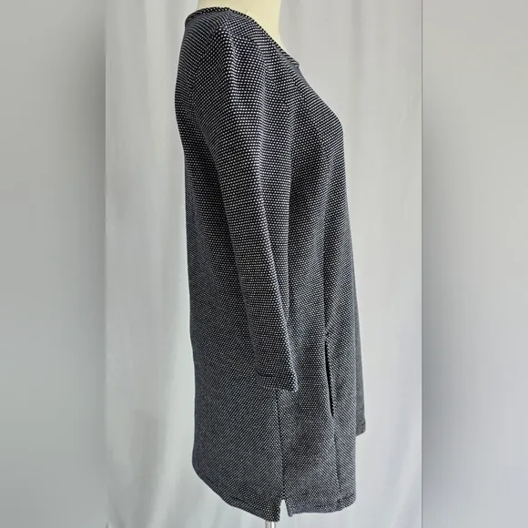 Seasalt Cornwall Navy &amp; Dot Mini Cotton Shift Dress 3/4 Sleeves &amp; Pockets Sz. 6