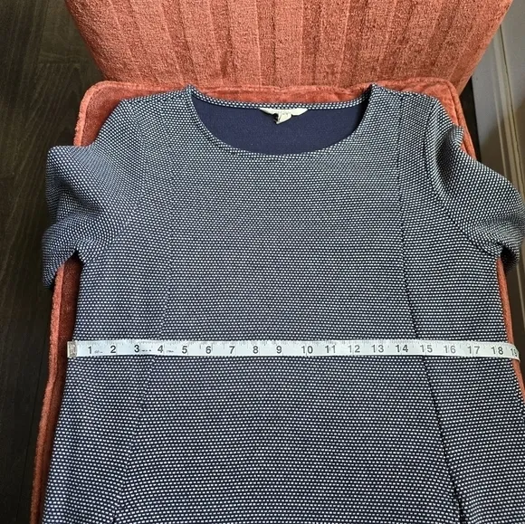 Seasalt Cornwall Navy &amp; Dot Mini Cotton Shift Dress 3/4 Sleeves &amp; Pockets Sz. 6