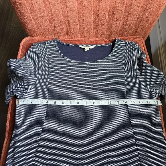 Seasalt Cornwall Navy &amp; Dot Mini Cotton Shift Dress 3/4 Sleeves &amp; Pockets Sz. 6