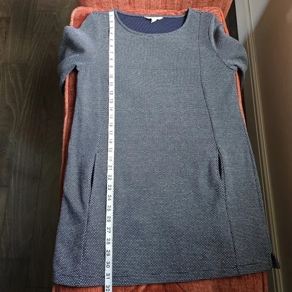 Seasalt Cornwall Navy &amp; Dot Mini Cotton Shift Dress 3/4 Sleeves &amp; Pockets Sz. 6