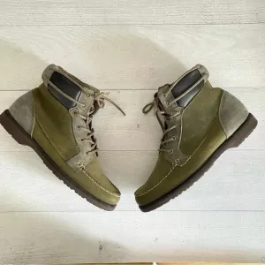 Sebago x  Vane Artisan Collection Scout Olive Leather Worker Boots Sz 9