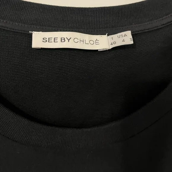 See By Chloe Scoop Neck Mini Dress Black Long Sleeve Size 4