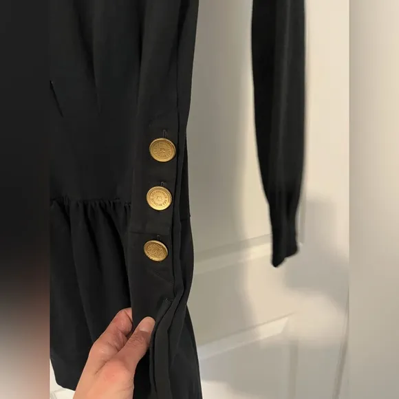 See By Chloe Scoop Neck Mini Dress Black Long Sleeve Size 4
