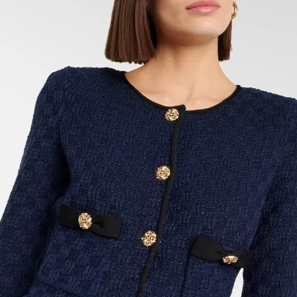 Self-Portrait Navy Weave Knit Mini Dress size M