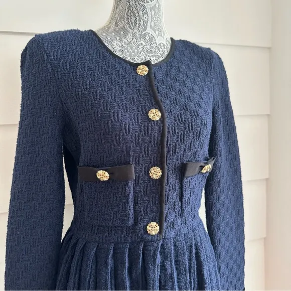 Self-Portrait Navy Weave Knit Mini Dress size M