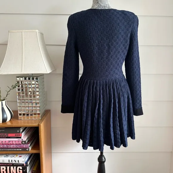 Self-Portrait Navy Weave Knit Mini Dress size M