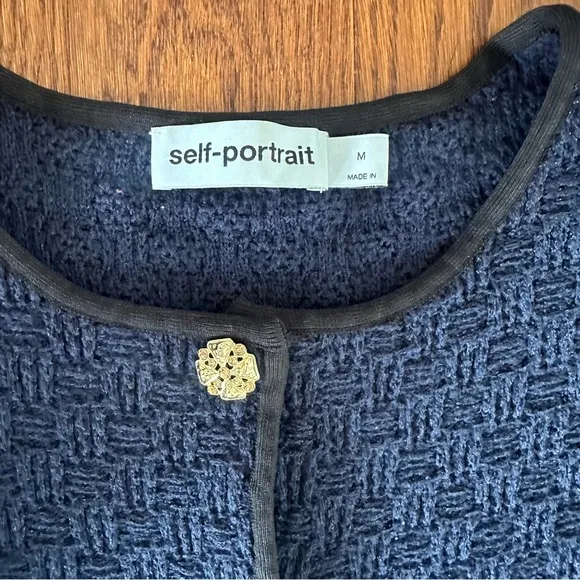 Self-Portrait Navy Weave Knit Mini Dress size M