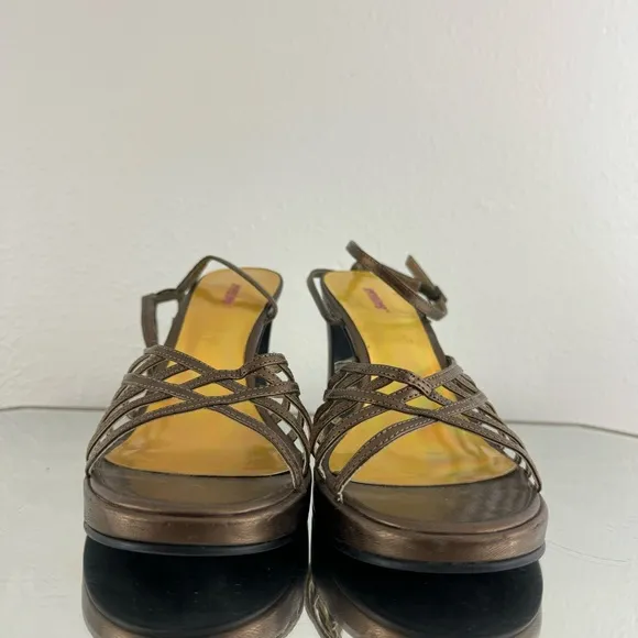 SEVENTEEN Vintage Y2K 90s Brown Ankle Strappy Chunky Block Heel Formal Sandals
