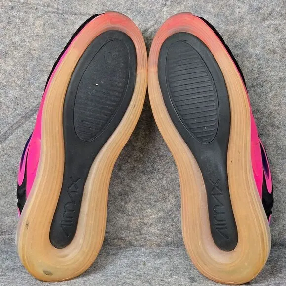 Size 10 Nike Air Max 720 Men Shoes Black‎ Pink Lace Up Running Trainer Sneaker