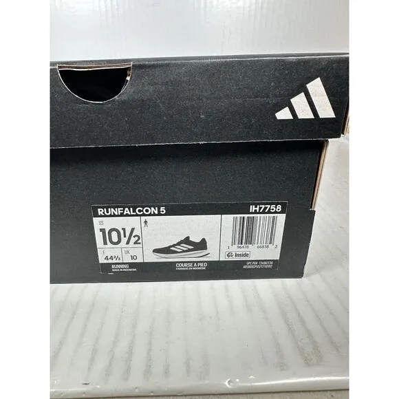 Size 10.5 Men’s Adidas RUNFALCON 5 CLOUDFOAM Running Sneakers Shoes Black White