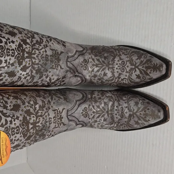 Size 6 Corral Studded Grey/Black Cowboy Boots Discontinued -6182