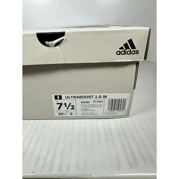 Size 7.5 Womens Adidas Ultraboost 1.0 White Gum Silver Running Shoes ID9689 NEW
