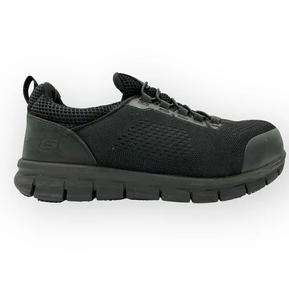 Skechers 200013 Work Alloy Toe Slip Resistant Sneakers Shoes Black Mens 7.5