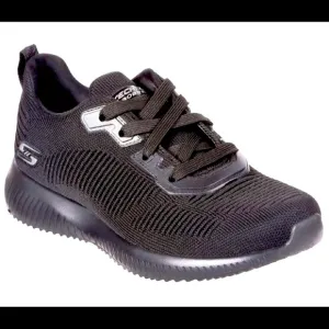 SKECHERS BOBS SQUAD TOUGH TALK BLACK MEMORY FOAM SNEAKERS