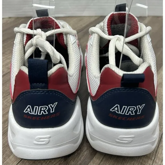Skechers D Lites Airy Sneakers Shoes Size 7.5 White Blue Red Casual 58703MC