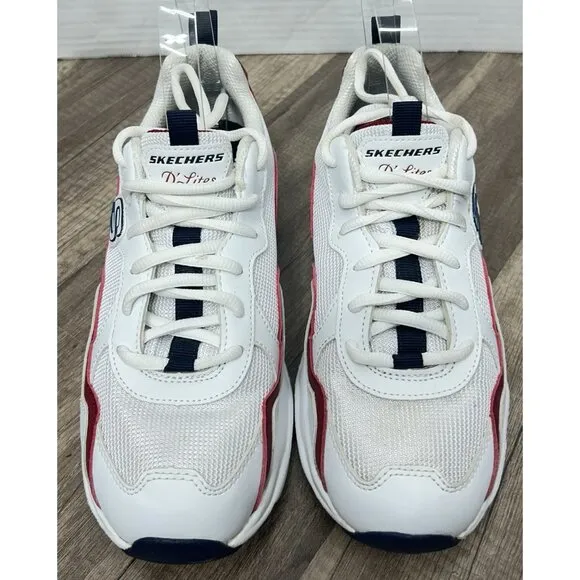 Skechers D Lites Airy Sneakers Shoes Size 7.5 White Blue Red Casual 58703MC
