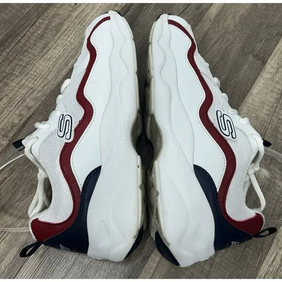 Skechers D Lites Airy Sneakers Shoes Size 7.5 White Blue Red Casual 58703MC