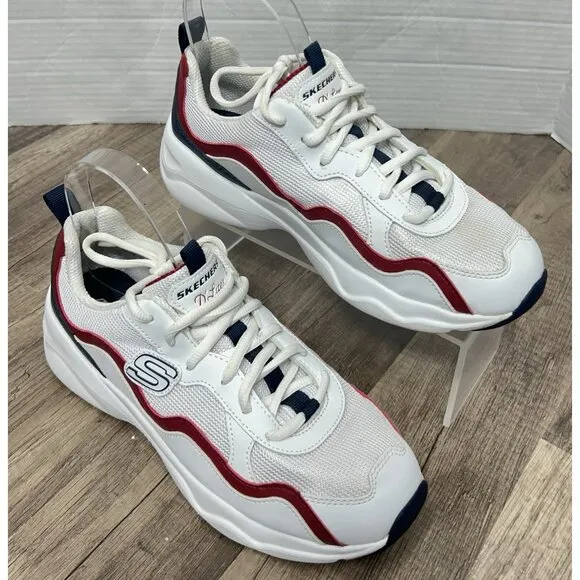 Skechers D Lites Airy Sneakers Shoes Size 7.5 White Blue Red Casual 58703MC