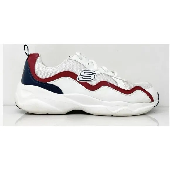 Skechers D Lites Airy Sneakers Shoes Size 7.5 White Blue Red Casual 58703MC