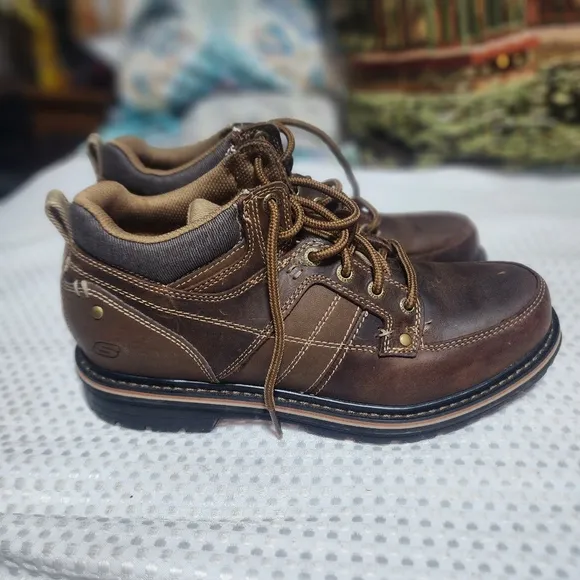 SKECHERS EUC MENS SZ 10.5 MARCELO TOPEL MED TOE HIKING BOOTS