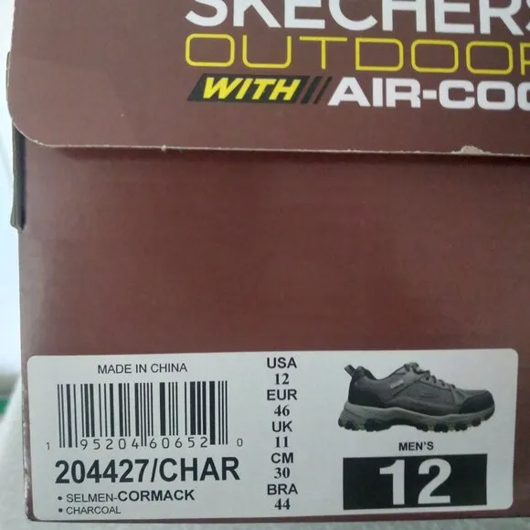 Skechers Men's 12.0 Relaxed Fit Waterproof Selmen-Cormack 204427 Charcoal NWB
