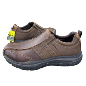 Skechers Mens Sz 10.5 EWW Leather Relaxed Fit Goga Mat Arch Casual Loafer Shoes