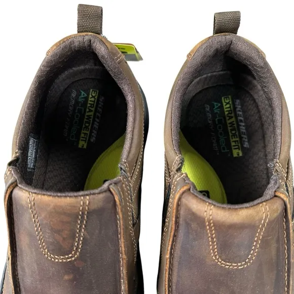 Skechers Mens Sz 10.5 EWW Leather Relaxed Fit Goga Mat Arch Casual Loafer Shoes