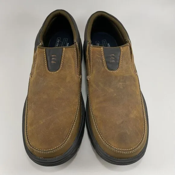 Skechers Segment Rilar Oxford Slip On Loafers Mens Size 8 Brown Leather Comfort