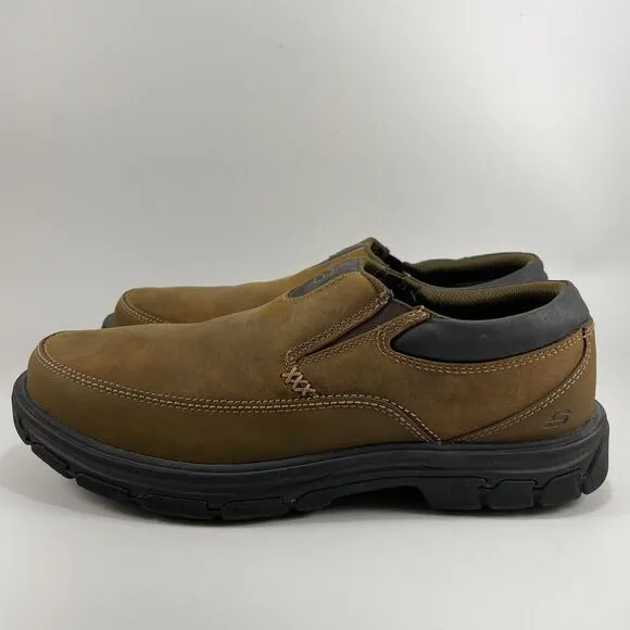 Skechers Segment Rilar Oxford Slip On Loafers Mens Size 8 Brown Leather Comfort