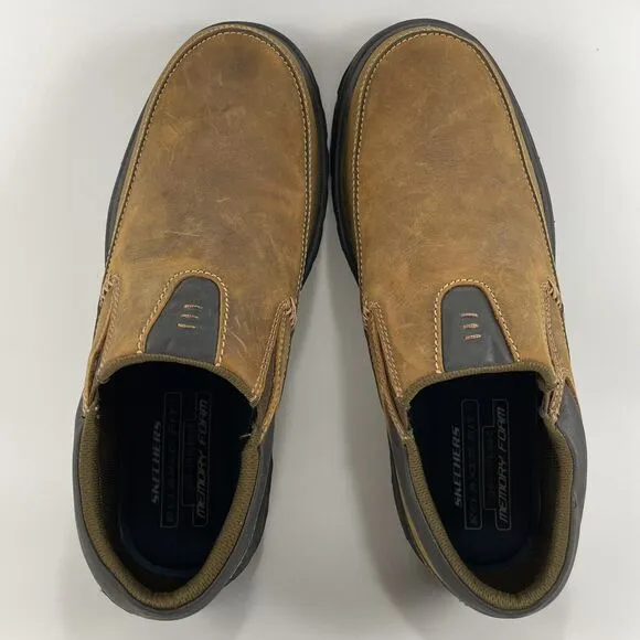 Skechers Segment Rilar Oxford Slip On Loafers Mens Size 8 Brown Leather Comfort
