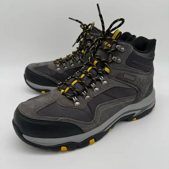 Skechers Trego Pacifico Waterproof Gray Yellow Hiking Active Boots Size 12