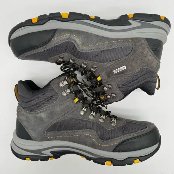 Skechers Trego Pacifico Waterproof Gray Yellow Hiking Active Boots Size 12