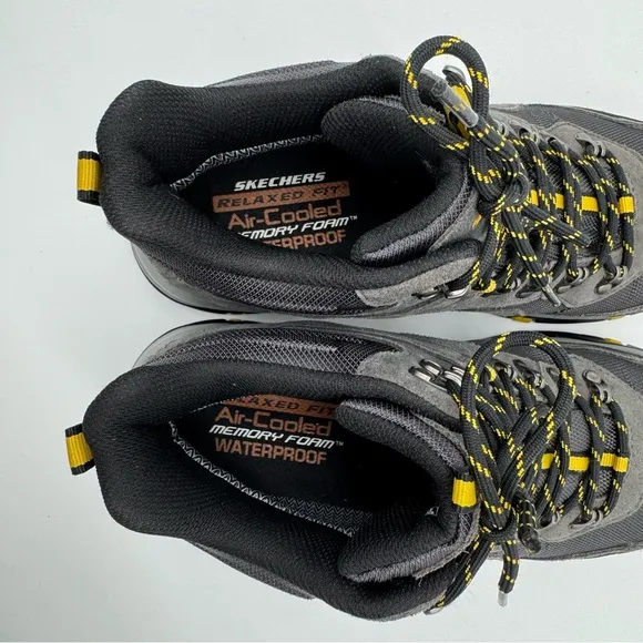 Skechers Trego Pacifico Waterproof Gray Yellow Hiking Active Boots Size 12
