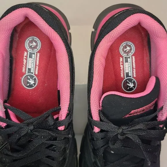 Skechers Women's (9) Black &amp; Pink Synergy Sandlot Alloy Toe Work Shoes 76553