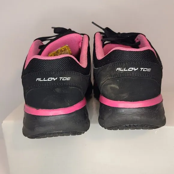 Skechers Women's (9) Black &amp; Pink Synergy Sandlot Alloy Toe Work Shoes 76553