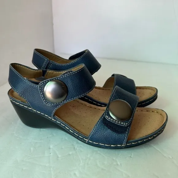 SoftSpots NIB Navy Leather Sandals new in box