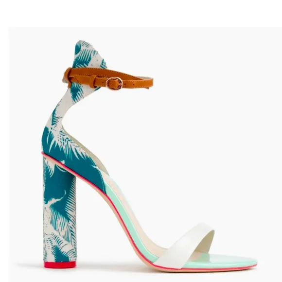 Sophia Webster For J. Crew Tropical Fabric Ankle Strap Heeled Sandals